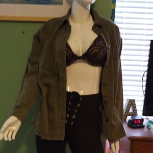 Navy Green Denim Jacket